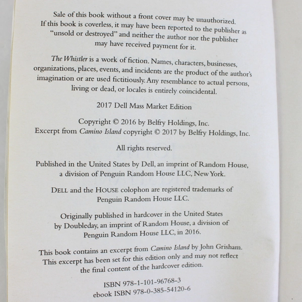 Whistler : A Novel by John Grisham (2017, Paperback)