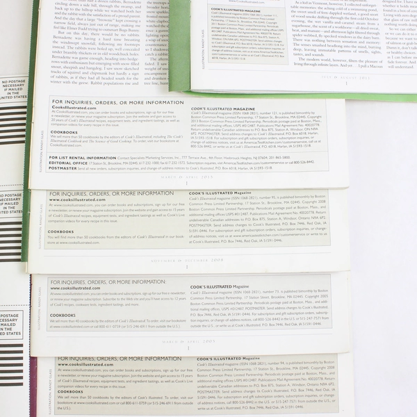 Lot of 5 Cook's Illustrated Magazines Various Years Months