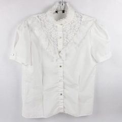 Vintage Rhapsody White Blouse Lace Accents Women's Medium