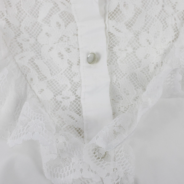 Vintage Rhapsody White Blouse Lace Accents Women's Medium