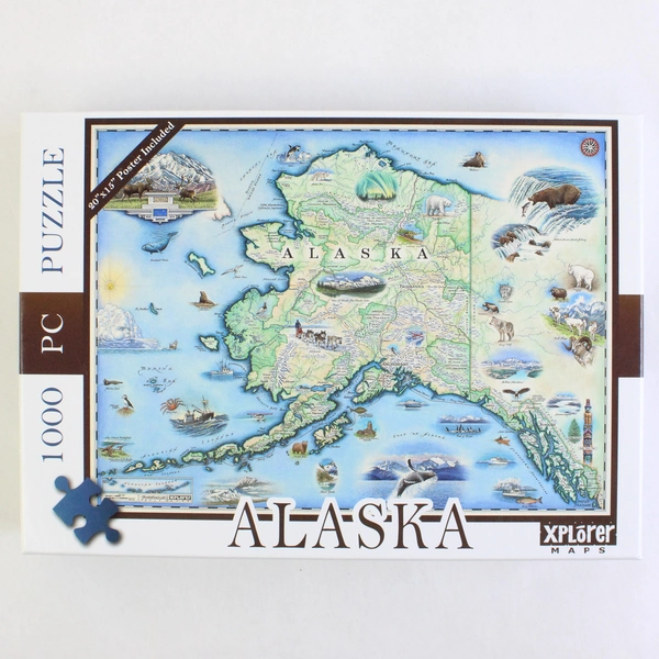 Alaska State 1000-Pc Jigsaw Puzzle 26.4x19.8" Xplorer Maps