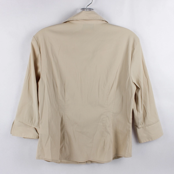 Vintage Fred David Beige Button-Up Blouse Women's Size PM