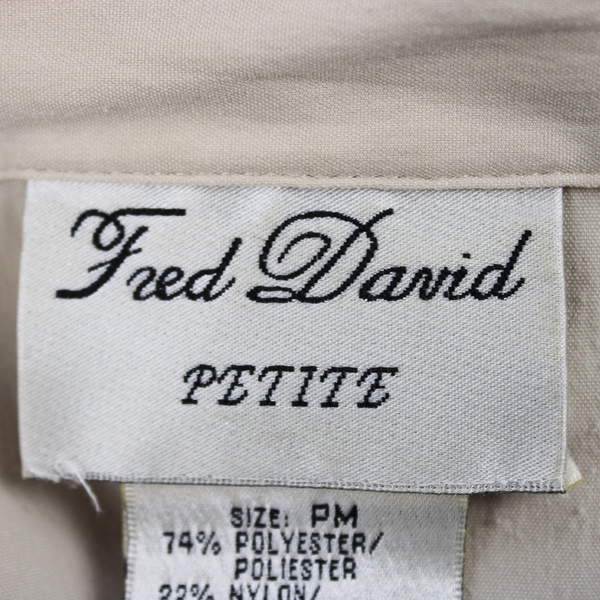Vintage Fred David Beige Button-Up Blouse Women's Size PM