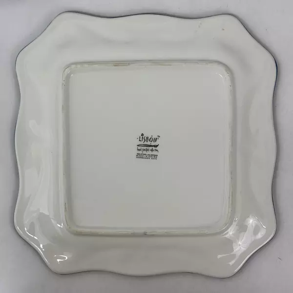 Set of 4 Tabletops Unlimited Hand Painted Lisbon Square Dinner Plates 11.25 inch