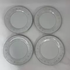 Lot of 4 Crown Ming Jiang Shiang Queens Lace Fine China Dinner Plates 10.5 inch