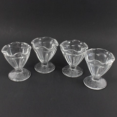 Lot Of 4 Matching Unbranded Clear Glass Sundae Dish/Cups Footed 4" Tall
