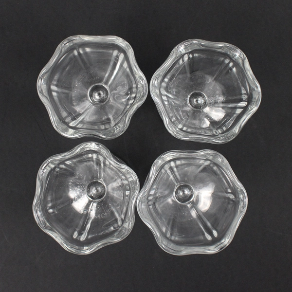 Lot Of 4 Matching Unbranded Clear Glass Sundae Dish/Cups Footed 4" Tall