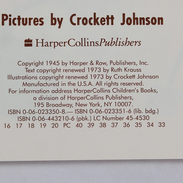 The Carrot Seed by Ruth Krauss 60th Anniversary Edition Paperback 1973