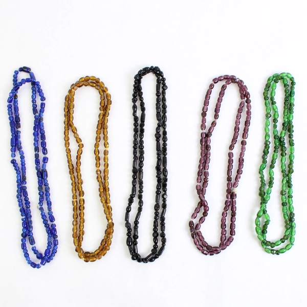 Lot of 5 Matching Glass Beaded Necklaces Multiple Colors 14"