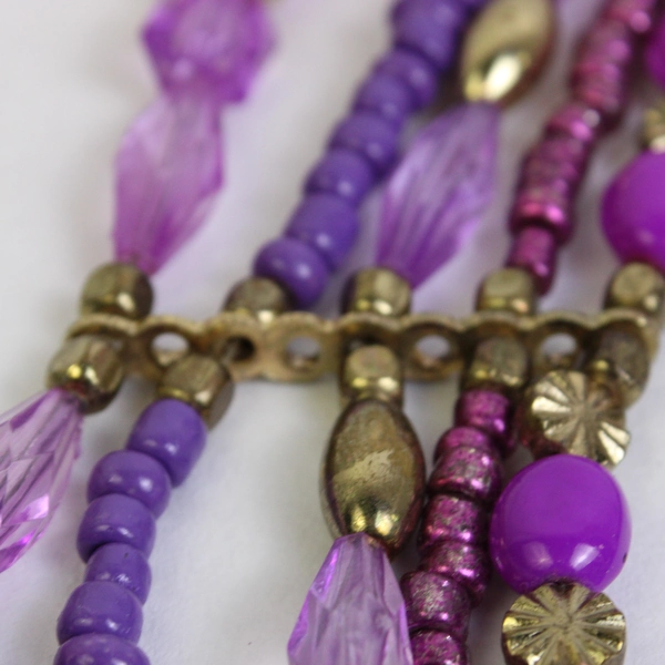 Purple and Gold-Tone Five-Strand Beaded Necklace 33"