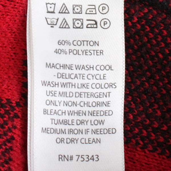 Adrienne Vittadini Long Sleeve Zip Up Jacket Gingham Black Red Women's Size XS