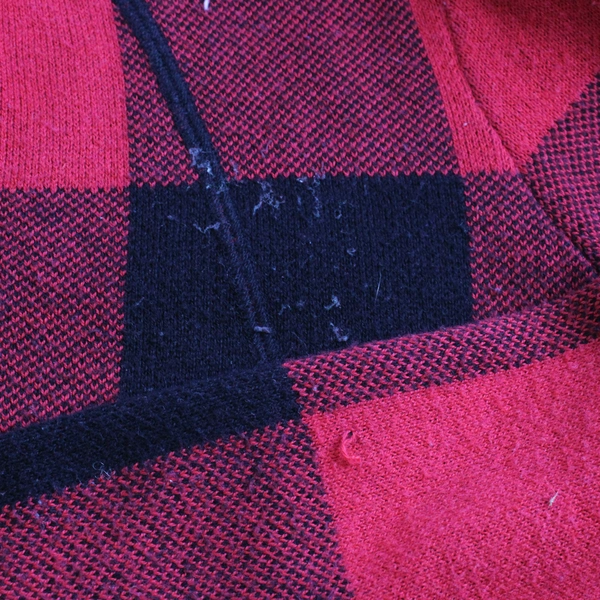 Adrienne Vittadini Long Sleeve Zip Up Jacket Gingham Black Red Women's Size XS