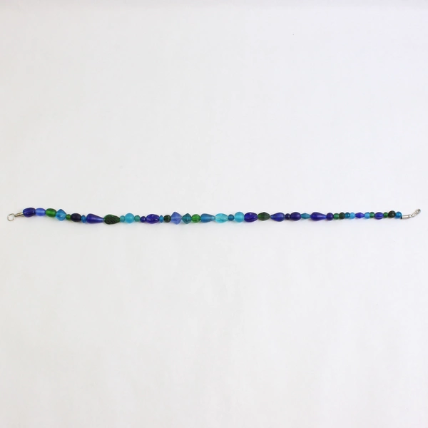 Green and Blue Tumbled Glass Beaded Necklace 19"