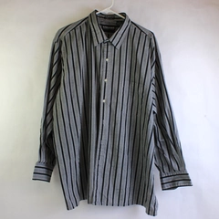 Expressions International Button Down Long Sleeve Stripe Blue Gray Men's Size 2X