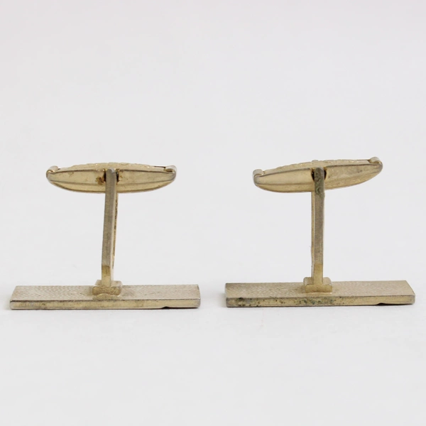 Set of 2 Unmarked Gold-Tone Notched Cuff Links