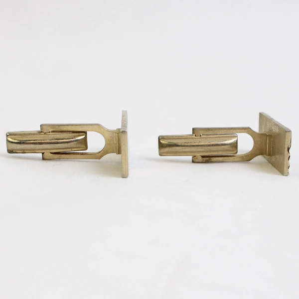 Set of 2 Unmarked Gold-Tone Notched Cuff Links