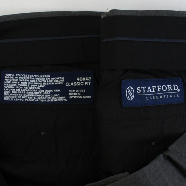 Stafford Essentials Dress Pants Classic Fit Solid Gray Color Men's Size 46 x 42