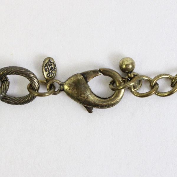 Premier Designs Brass Tone & Blue Cabochon Stone Boho Statement Necklace 20"