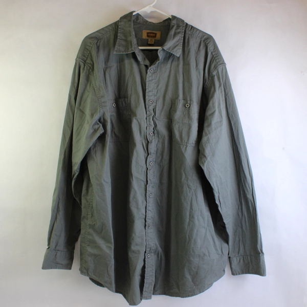 The Foundry Solid Gray Button Up Shirt 100% Cotton Men's Size 2XLT