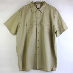 Dickies Solid Beige Color Button Up Shirt Collared Short Sleeve Men's Size XXL