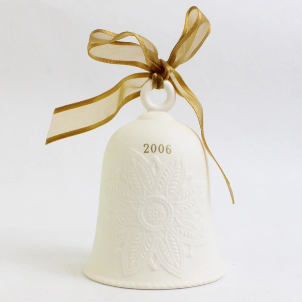 2006 Hallmark White Porcelain Christmas Bell Holiday Decoration