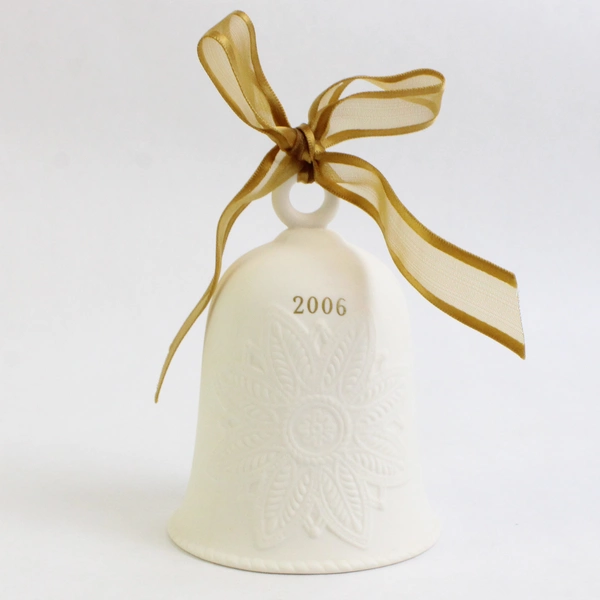 2006 Hallmark White Porcelain Christmas Bell Holiday Decoration