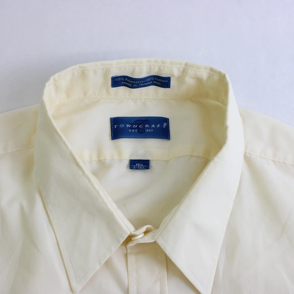 J.C Penny Towncraft Solid Butter Yellow Color Button Up Shirt Mens 18.5" X-Tall