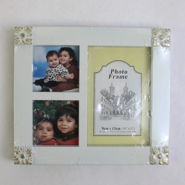 White Wooden Sectional Photo Frame holds x 3 (2x2.4" and 1 x 3.5"x5") New