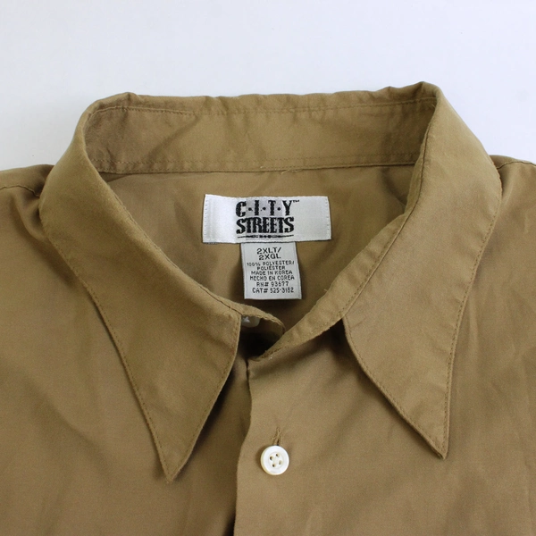 City Streets Khaki Brown Long Sleeve Button Up Shirt Men's Size 2XLT