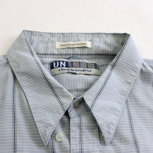 United Single Needle Tailoring Blue Button Up Short Sleeve About 2XL