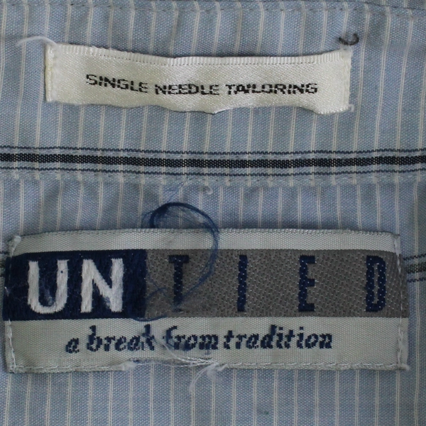 United Single Needle Tailoring Blue Button Up Short Sleeve About 2XL