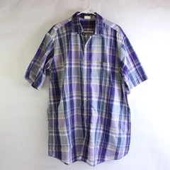 Saddlebrook Purple Plaid Button Up Short Sleeve Shirt Men's Size 2XLT