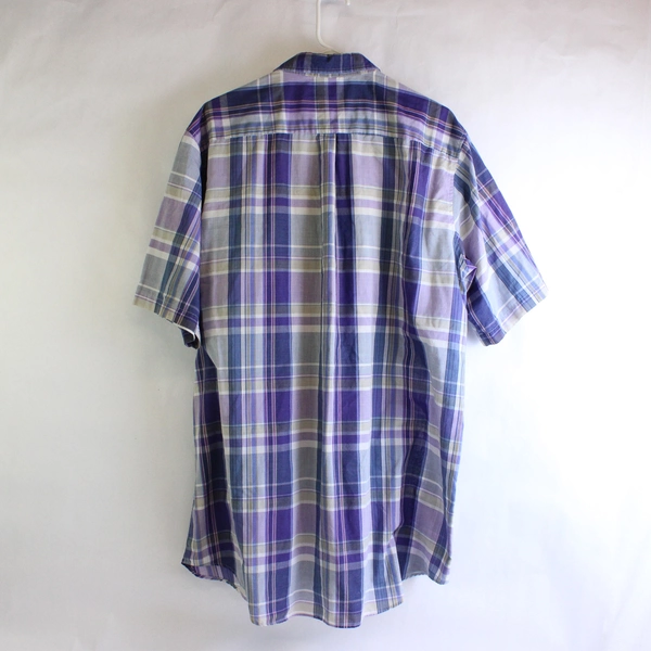 Saddlebrook Purple Plaid Button Up Short Sleeve Shirt Men's Size 2XLT