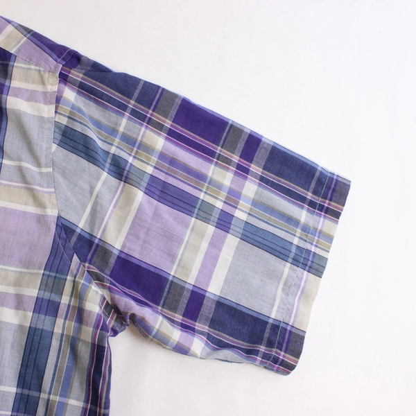 Saddlebrook Purple Plaid Button Up Short Sleeve Shirt Men's Size 2XLT