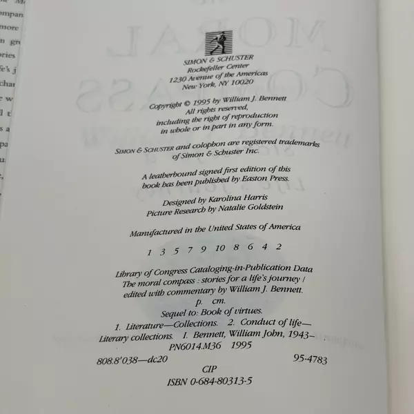 Moral Compass: Stories for a Life's Journey by William J. Bennett 1995 Hardcover