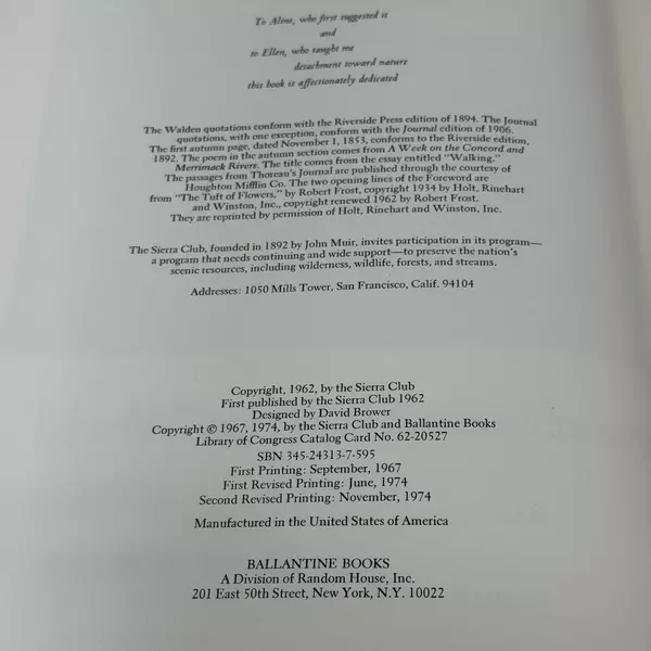 In The Wildness Is The Preservation Of The World Elliot Porter 1974 Paperback