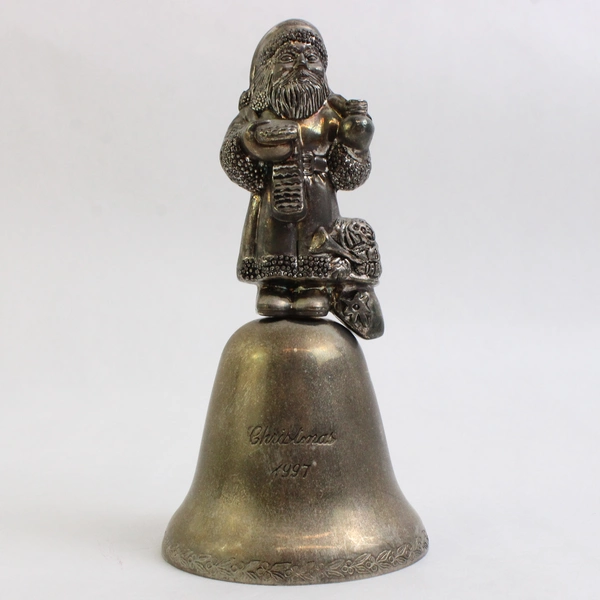 Vintage 1997 Silver Plate Santa Claus Christmas Bell
