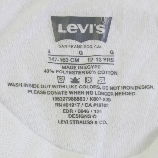 Levi's White Graphic T-Shirt Short Sleeve Youth Large 12-13 Years