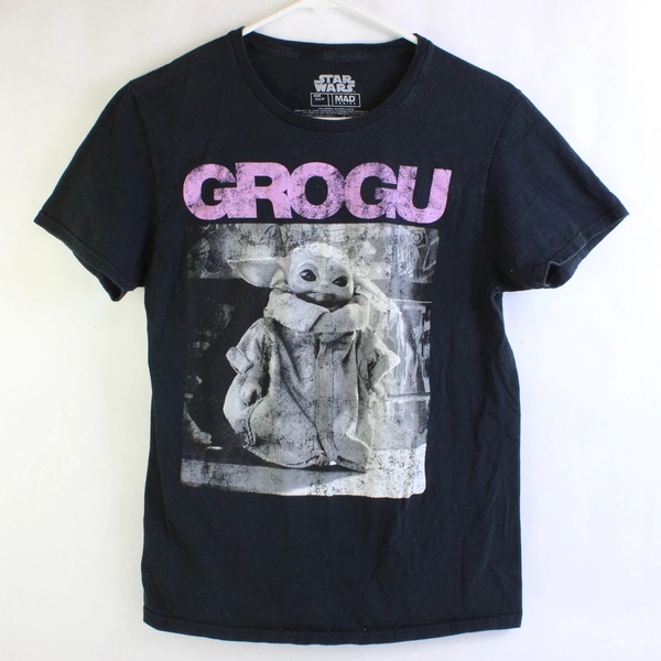 Star Wars Mad Engine 'Grogu' Black Graphic T-Shirt Women's Size Small