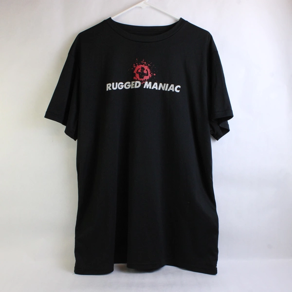 Rugged Maniac Black Short Sleeve Polyester Graphic T-Shirt Men's Size XL