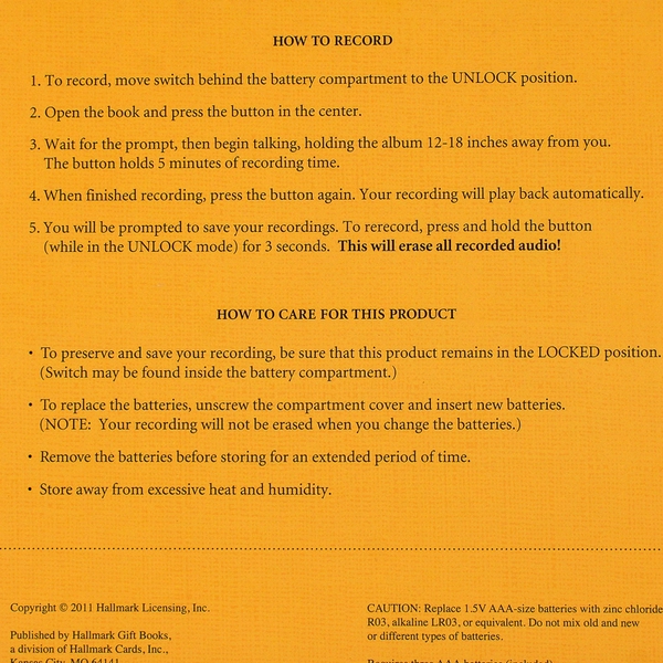 Hallmark Gift Books My First Words Recordable Memory Keeper My First ABCs 2011