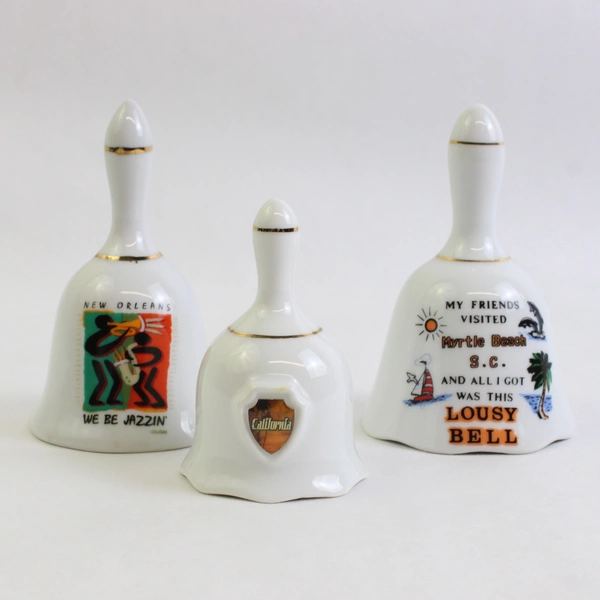 Lot of 3 United States Travel Porcelain Souvenir Bells