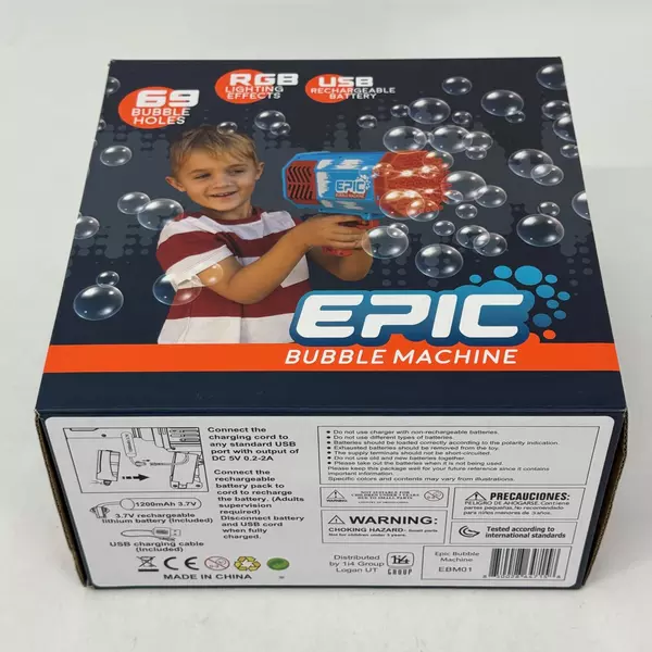 Blue and Orange Epic Bubble Machines With Lighting Effects Both Work 1 Charger