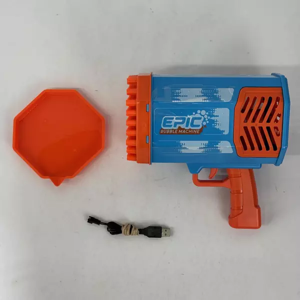 Blue and Orange Epic Bubble Machines With Lighting Effects Both Work 1 Charger