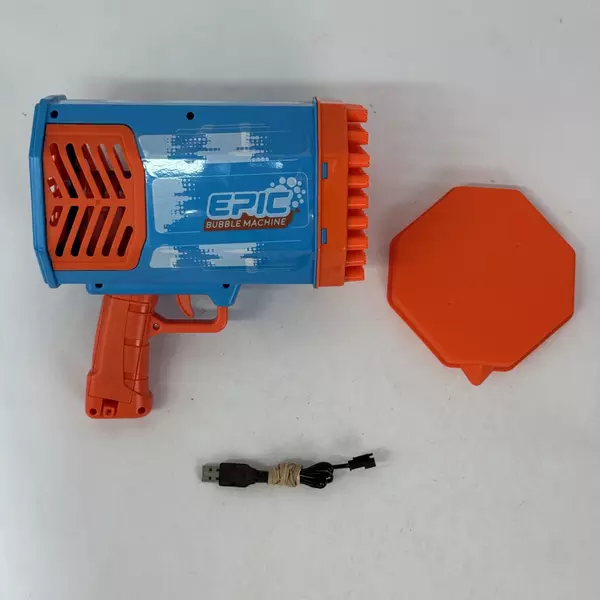 Blue and Orange Epic Bubble Machines With Lighting Effects Both Work 1 Charger