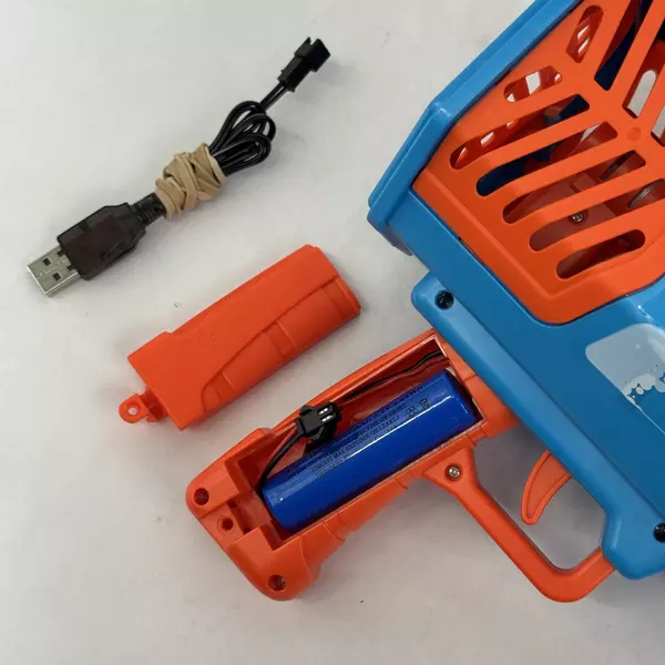 Blue and Orange Epic Bubble Machines With Lighting Effects Both Work 1 Charger