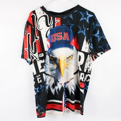 Unbranded T-Shirt American Flag W/ Eagle Wearing USA Cap & Tie Size XL