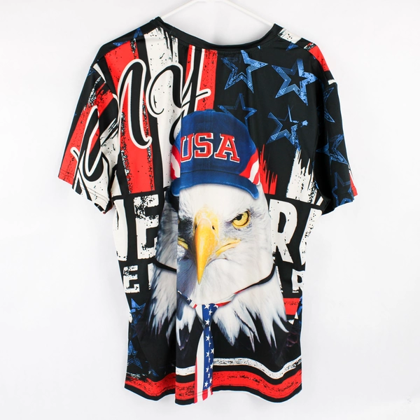 Unbranded T-Shirt American Flag W/ Eagle Wearing USA Cap & Tie Size XL