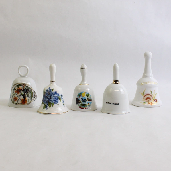 Lot of 5 International Travel Porcelain Souvenir Bells