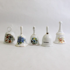 Lot of 5 International Travel Porcelain Souvenir Bells